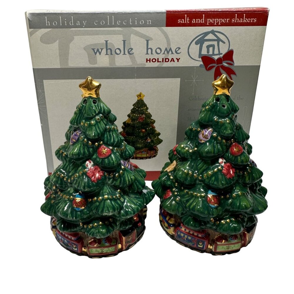 Holiday Tree Ceramic Salt & Pepper Shakers Whole Home Holiday Collection - Picture 1 of 5